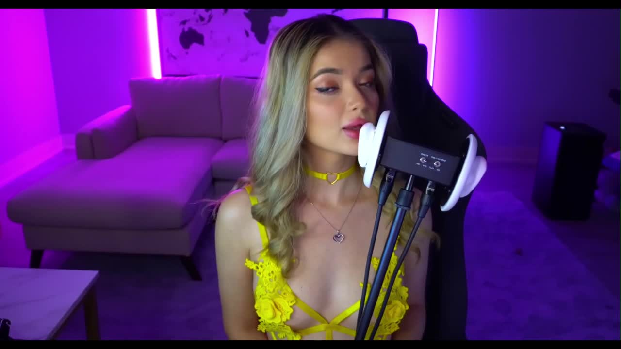 Mimi_fun - Ear Licking in Yellow Lingerie - Fullthot